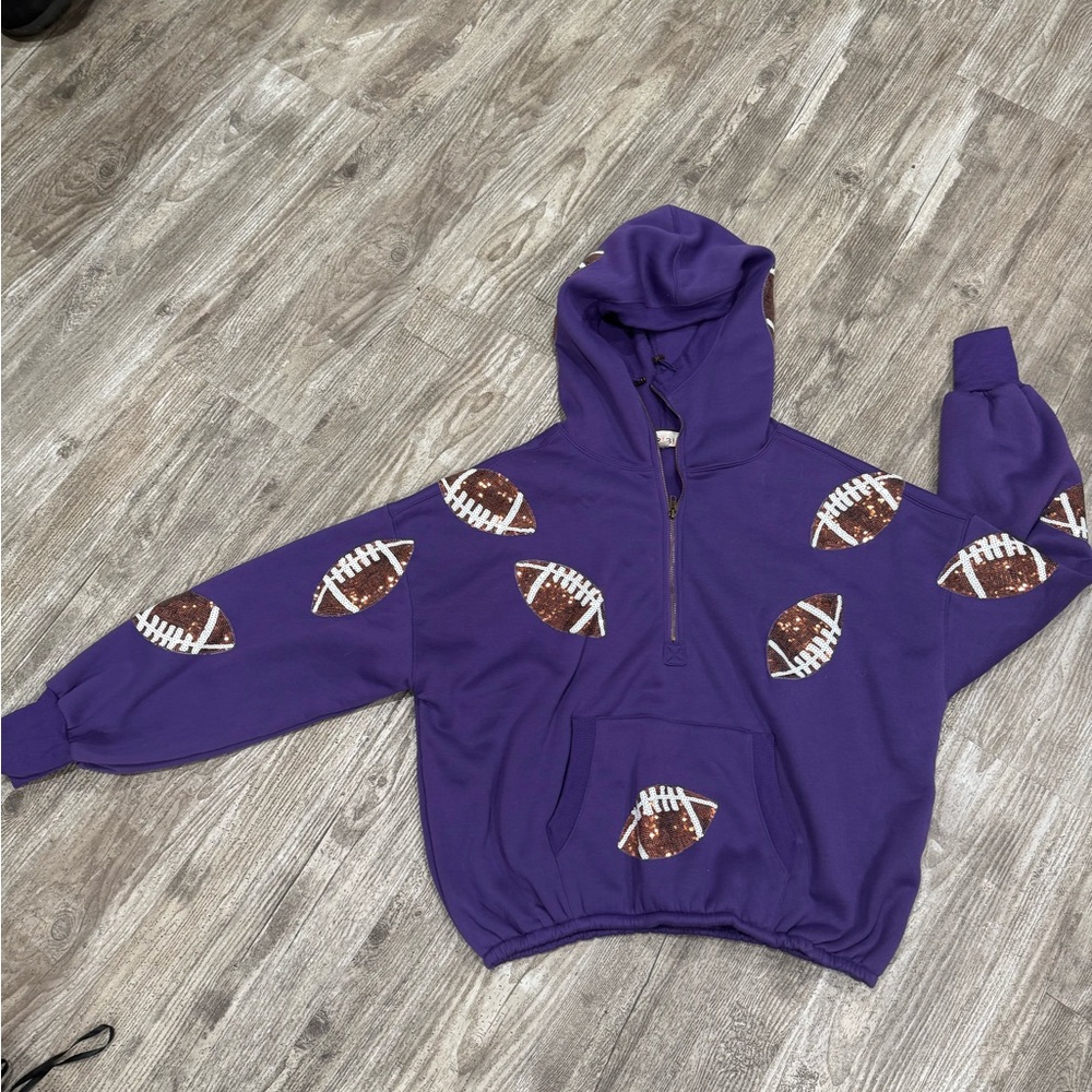 Purple Hoodie with Football Print